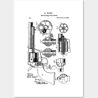 Mason Revolving Firearm Patent Black Posters and Art